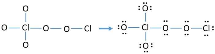 mark lone pairs on atoms in Cl2O5